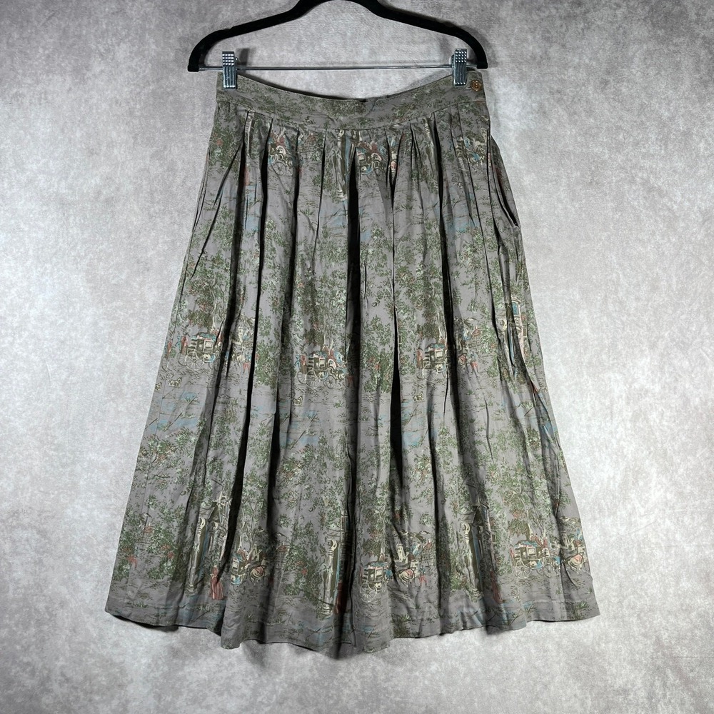 Vintage J.G. Hook Skirt Womens‎ 14 Gray Floral Equestrian Cottagecore Schoolgirl